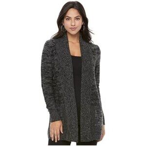 St. Johns Bay Womens Gray Open Front Cardigan Sweater L